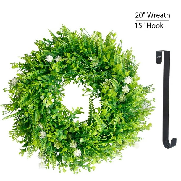 Green Wreath for Spring Front Door Greenery Wreaths 20" Summer Leaf
