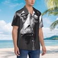 thumbnail image 3 of Sikiie Monochrome Giraffe Expression Print Men's Hawaiian Shirt, Summer Beach Button Pocket Short Sleeve T-Shirt,XX-Large, 3 of 7
