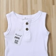thumbnail image 4 of Newborn Baby Summer Sleeveless Romper Solid Color Ribbed Knit O Neck Jumpsuit, 4 of 8