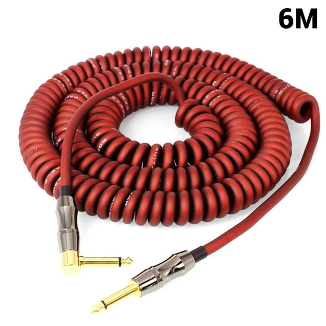 Maoww Guitar Audio Cable Electric Guitar Bass Keyboard Drum Audio Cable Straight to Right Angle Plug 6M