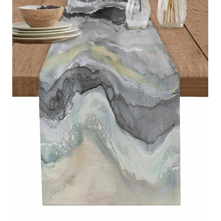 

Grey Coastal Table Runner Summer Beach Nautical Abstract Art Tablerunners 13 x 72 Inch Table Decorations Tabletop Scarf for Summer Gathering Holiday Farmhouse Kitchen Dining Decor