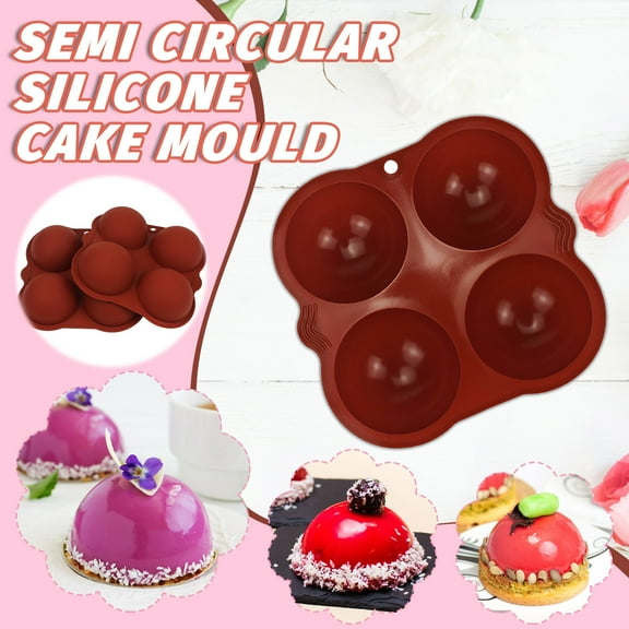 Teissuly Large 4-Cavity Semi Sphere Silicone Mold, Half Sphere Silicone Baking Molds for Making Chocolate, Cake, Jelly, Dome Mousse