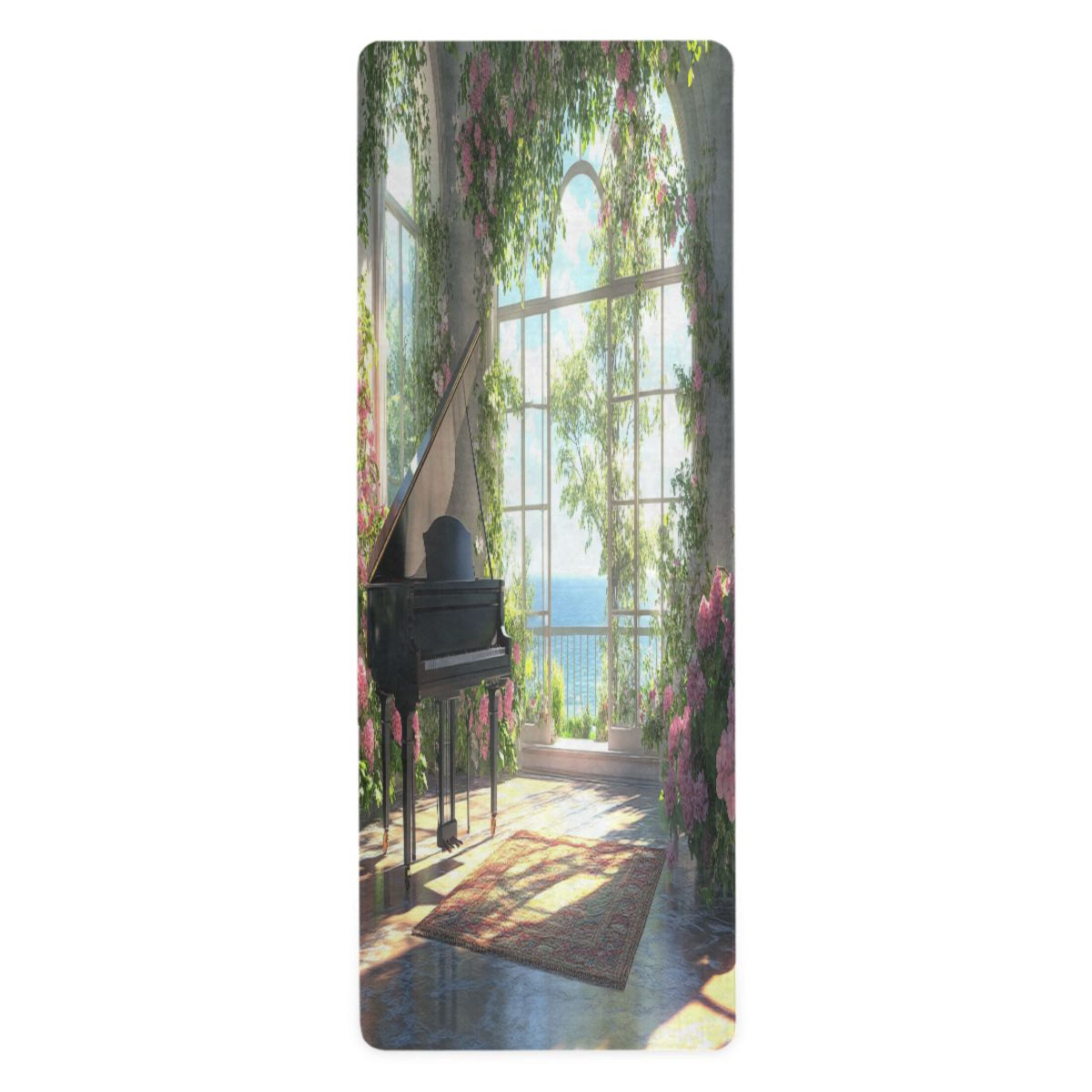 BZSMCE Yoga Mat Women Piano in Floral Room Ocean Fitness Mat