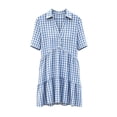 thumbnail image 7 of ClodeEU Women's Collared V Neck Short Sleeve Plaid Shirt Dress,Casual Button Cute Mini Dress Light Blue-Plaid,Women's Plus XXXL, 7 of 7