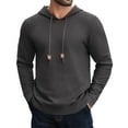 thumbnail image 2 of LWavelet Mens Waffle Knit Pullover Hoodie Lightweight Long Sleeve Hooded Sweatshirt Casual Drawstring Top for Everyday Comfort, 2 of 6