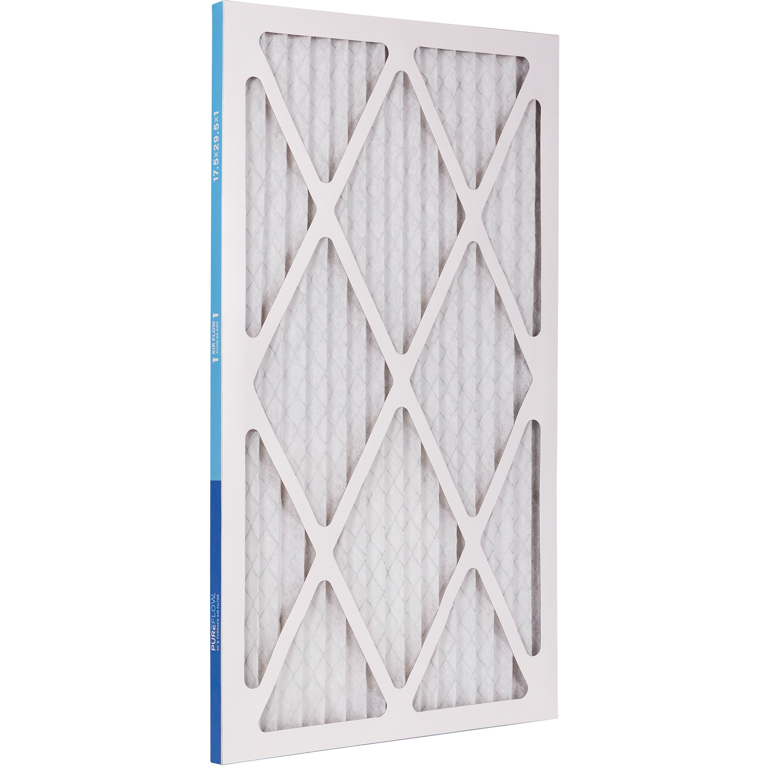 PUREFLOW Home Air Filter MERV 8, 17.5x29.5x1 Furnace Filter, 4 Layer High Efficiency Filtration for Dust, Smoke, Fumes, Pollutants (4-Pack)