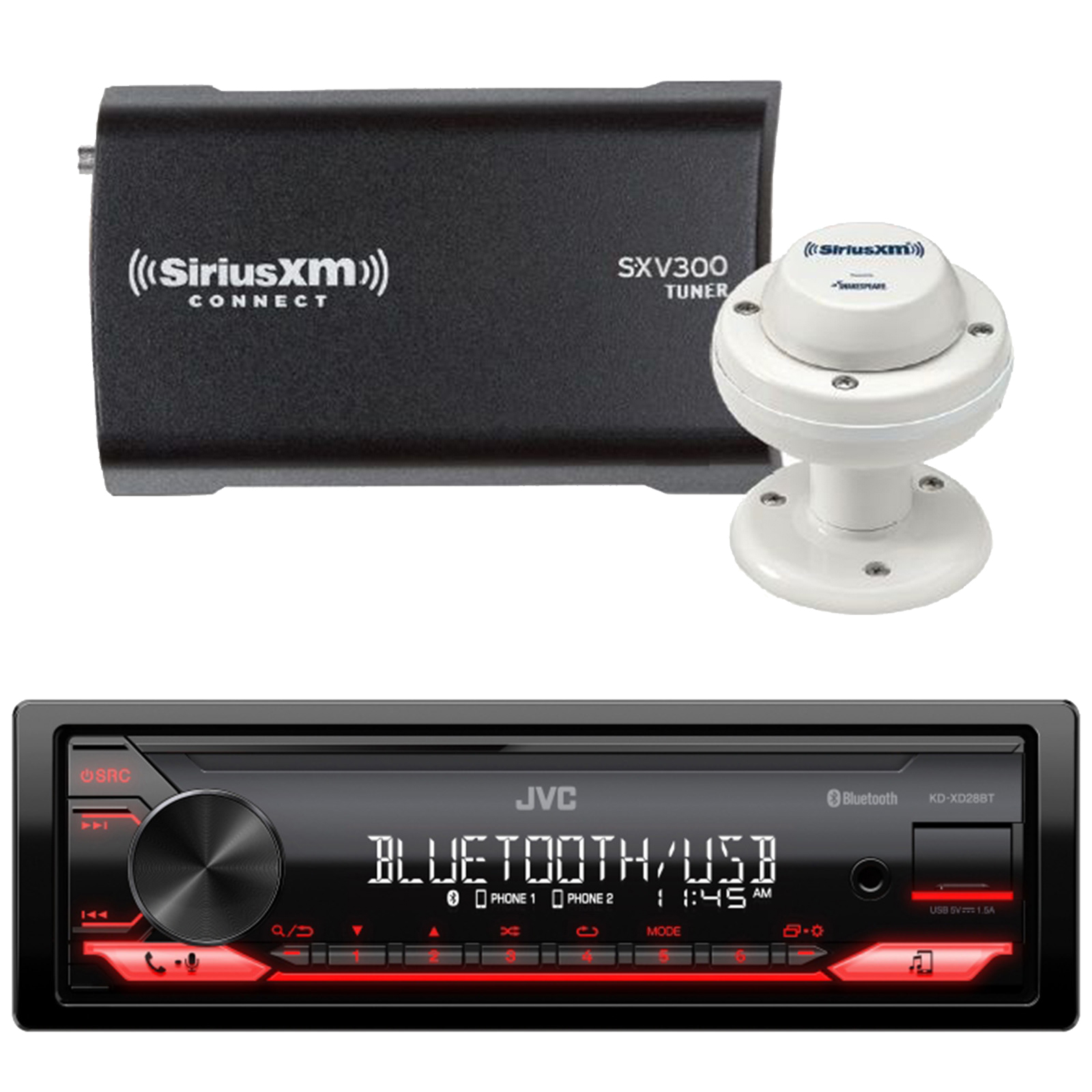 JVC KDXD28BT Single DIN AM/FM Radio Stereo USB AUX Bluetooth Digital