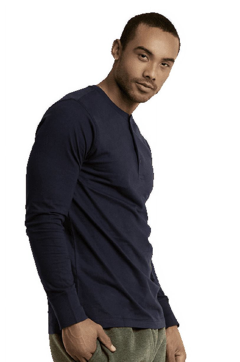 Men's Cotton Crew Neck Long Sleeve Henley Shirt/T Shirts