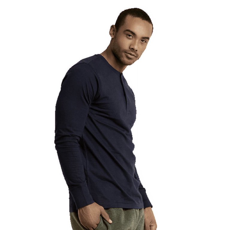 Men's Cotton Crew Neck Long Sleeve Henley Shirt/T Shirts