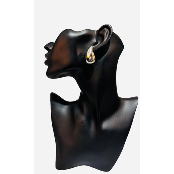 Silver Tone Chunky Teardrop Stud Earrings for Women – Minimalist High Polish Statement Earrings, Modern Fashion Jewelry