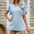 thumbnail image 2 of Vedolay Tops For Women Womens Summer Tops Floral Print Shirts Tunic 2023 Fashion Casual Short Sleeve Blouses,Blue XL, 2 of 3