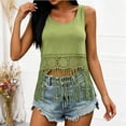 thumbnail image 5 of cocolona Womens Summer Crochet Tank Tops Crew Neck Sleeveless Lace Fringe Hem Shirts Casual Solid Color Flowy Blouses, 5 of 5