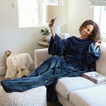 Catalonia Wearable TV Blanket with Sleeves Arms & Feet pockets for Adult Micro Plush Fleece Large Wrap Throw Robe 75 x 5