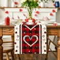 thumbnail image 3 of Plaid Love Hearts Valentines Table Runner 13 x 90 Inch, Wedding Seasonal Holiday Anniversary Decoration for Indoor Home Party, 3 of 6