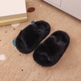 thumbnail image 2 of CAUYDY Girls Fluffy Soft Plush Cross Band Slippers Kids Open Toe Memory Foam House Shoes(L101-Black,30), 2 of 6