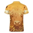 thumbnail image 5 of Highland Cow with Sunflowers Men Zipper T-shirt Summer Casual Short Sleeve T-shirt Top, 5 of 7