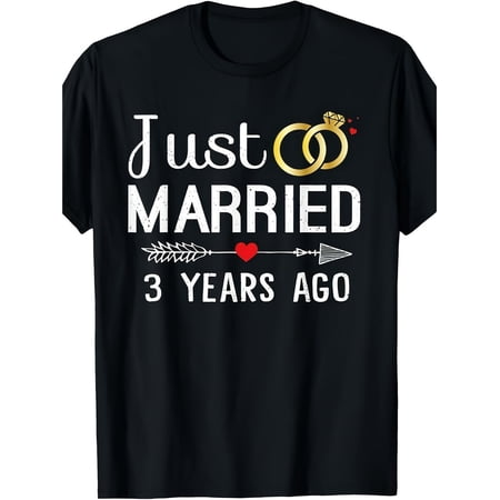 Just Married 3 Years Ago 3rd Wedding Anniversary Gift T-Shirt for Couples – Matching Wedding Rings & Wedding Cake Design – Funny Wedding Anniversary Apparel – Husband & Wife Just Married 3 Years Ago 3rd Wedding Anniversary Gift T-Shirt for Couples – Matching Wedding Rings & Wedding Cake Design – Funny Wedding Anniversary Apparel – Husband & Wife