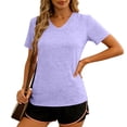 thumbnail image 5 of vdgthytj Workout Tops for Women Short Sleeve Quick Dry V-Neck T Shirt Loose Fitted Lightweight Summer Gym Athletic Basic Tops, 5 of 6