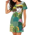 thumbnail image 2 of Lsque Garden Farm Pattern Nightgowns for Women Sleep Shirts Short Sleeve Nightshirt Pullover Nightdress Soft Sleepwear Relaxed Fit Nightdress, 2 of 6