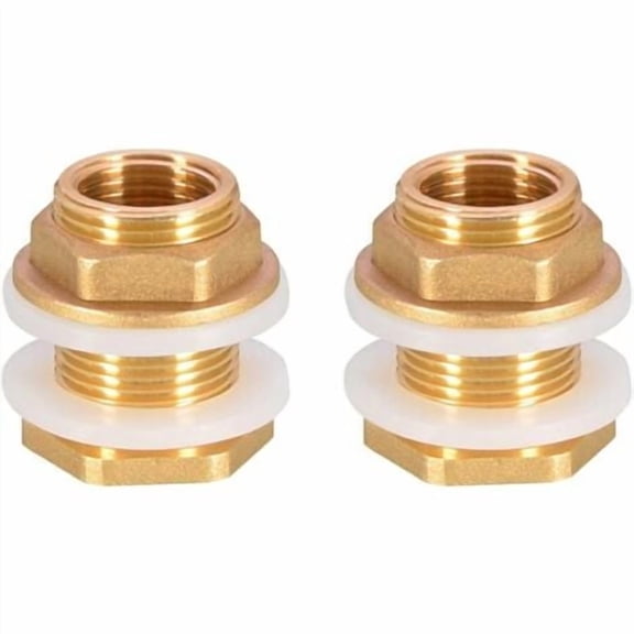 2Pcs DN20 3/4 Brass Water Tank Water Pipe Fitting Adapter Faucet Rain Bucket Socket Brass Tank Socket for Faucet Rain Bucket Water Tank