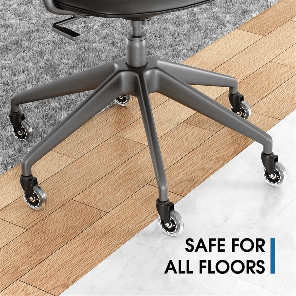 Office Chair Wheels, 3Inch Replacement Soft Mute Desk Caster Wheels for Work & Gaming Chair, Heavy Duty and Safe