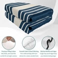 thumbnail image 4 of Twin Quilt Set 68''x86'', Navy Blue Beige Striped Lightweight Summer Bedspread Coverlet Set with 2 Pillow Shams, Modern Farmhouse Retro Lines Breathable All Season Quilt Bedding for Dorm/Bedroom, 4 of 9