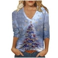 thumbnail image 2 of VgaVtl Christmas Plus Size Tshirts Women 3/4 Sleeve Womens Tops Regular Party Vintage Christmas Graphic Casual Tops,3XL, 2 of 4
