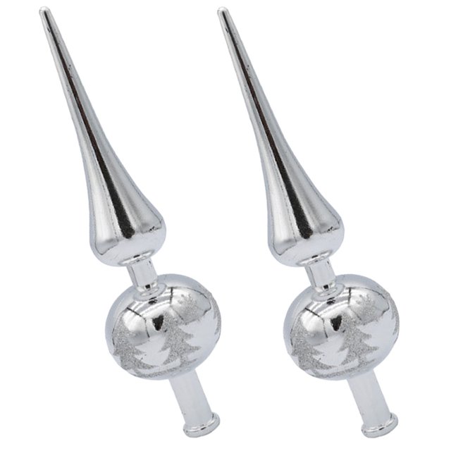 unbranded 2Pcs Silver Christmas Tree Topper Ornament Plastic Spherical Treetop Decoration for Home