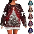 thumbnail image 5 of qucoqpe Christmas Oversized Sweatshirt for Women Fashion Christmas Tree Print Crew Neck Long Sleeve Pullover Tops, 5 of 5