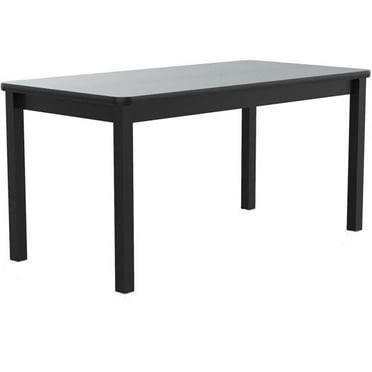UrbanPro 30"W x 60"D Steel Metal & Wood Library Table in Black Granite