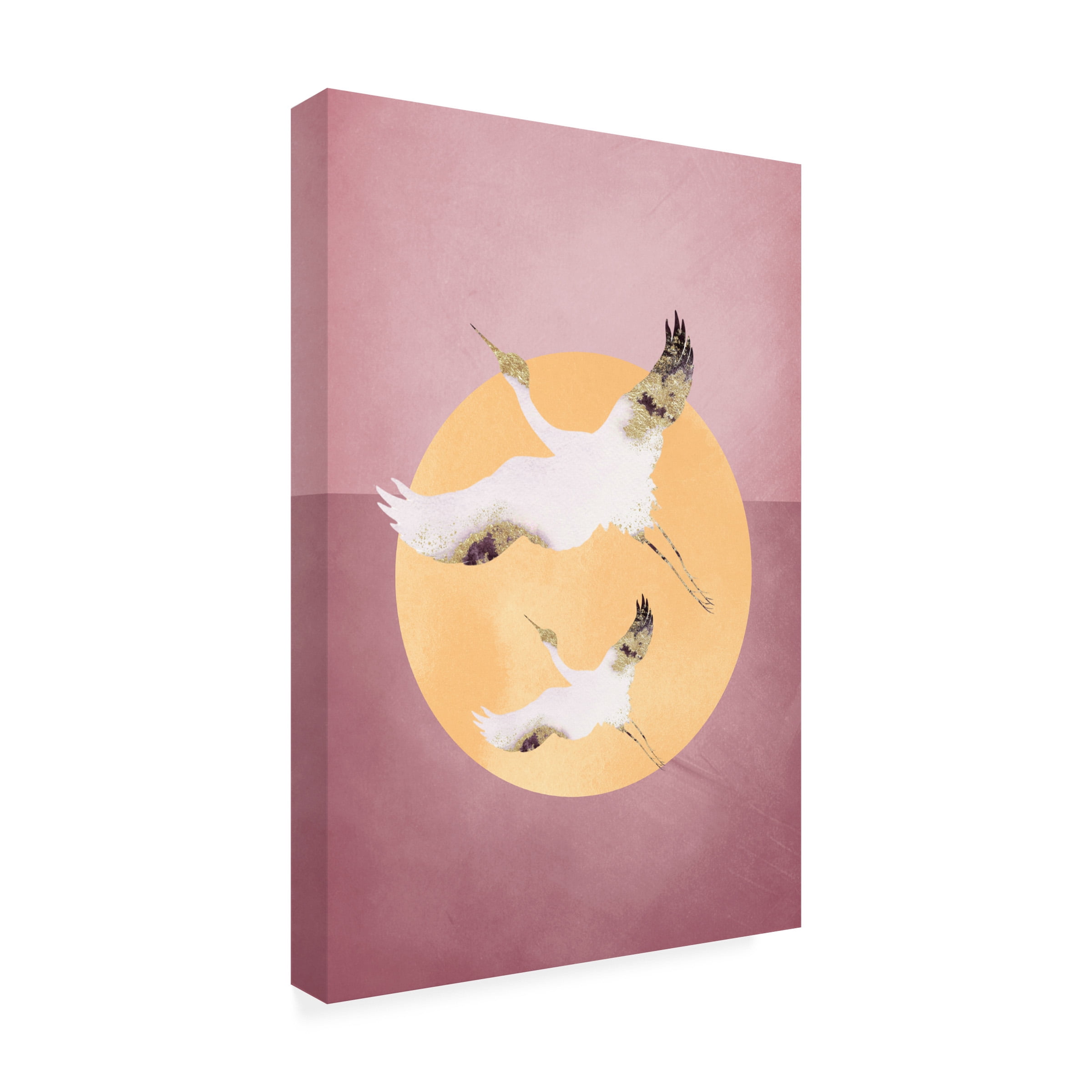 Aureous 'Pink Gold Crane' Canvas Art
