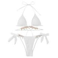 thumbnail image 5 of Huesdet Women Two Piece Swimsuit Sexy Triangle Bathing Suit Top String Bikini Sets Tie Side Swimwear(White,L), 5 of 5