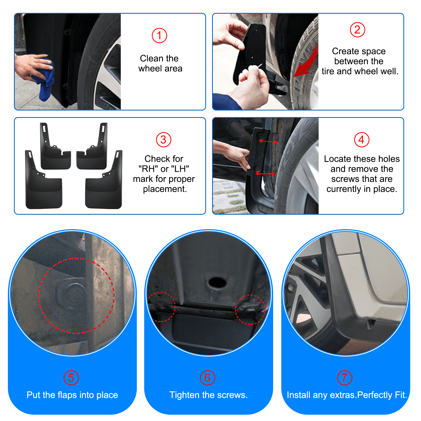 SPEEDWOW 4 pcs Mud Flaps Scratch Resistant Mud Flaps Splash Guards Fit for 2021-2022 F-150 Without Fender Flares.（No Drilling Required）