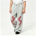 thumbnail image 2 of CONZONE Little Boys Baggy Sweatpants Y2K Graphic Joggers for Boys Drawstring Fall Winter Athletic Trousers with Pockets, 2 of 5