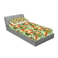 thumbnail image 2 of Ambesonne Tropical Fitted Sheet & Pillow Sham Set, Exotic Flowers Pattern, Twinxl, Red Pale Yellow Green, 2 of 2
