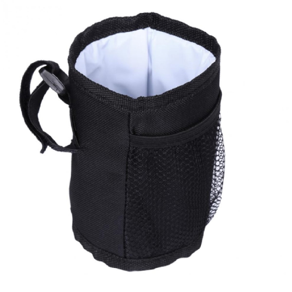 TOTMOX Stroller Cup Holder Water Baby Bottle Holding Bag for Bicycle Walker Scooter and Wheelchair, Universal Drink Storage Accessories with Net Pocket and Cord Lock, Black, SALES