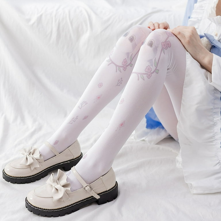 Wsnld Japanese Style Sweet Pantyhose Women Lolita White Kawaii