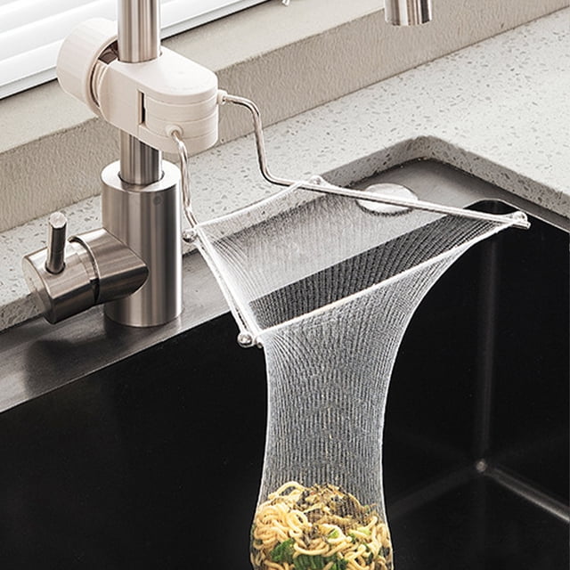 Kitchen Sink Strainer Basket With Sink Net Bag And Stainless Steel Holde Can Be Fixed To The Faucet Sink Food Catcher Sink Strainer With Disposable Mesh Strain