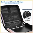 thumbnail image 4 of Zipper Binder with Shoulder Strap 2 inch 3 Ring Waterproof File Folder Organizer Bag 500 Sheet Rainbow Stars and Cloud Pattern, 4 of 8