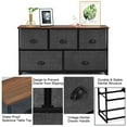 thumbnail image 6 of Kadyn Wide Chest of Drawers Dresser for Bedroom, Dresser Storage Tower with 5 Foldable Cloth Storage Cubes, Gray, 6 of 9