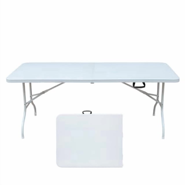 GloryStar Adjustable Height Folding Table, 6 Ft Portable Utility Table with Carry Handle for Camping, Parties, or Home Use