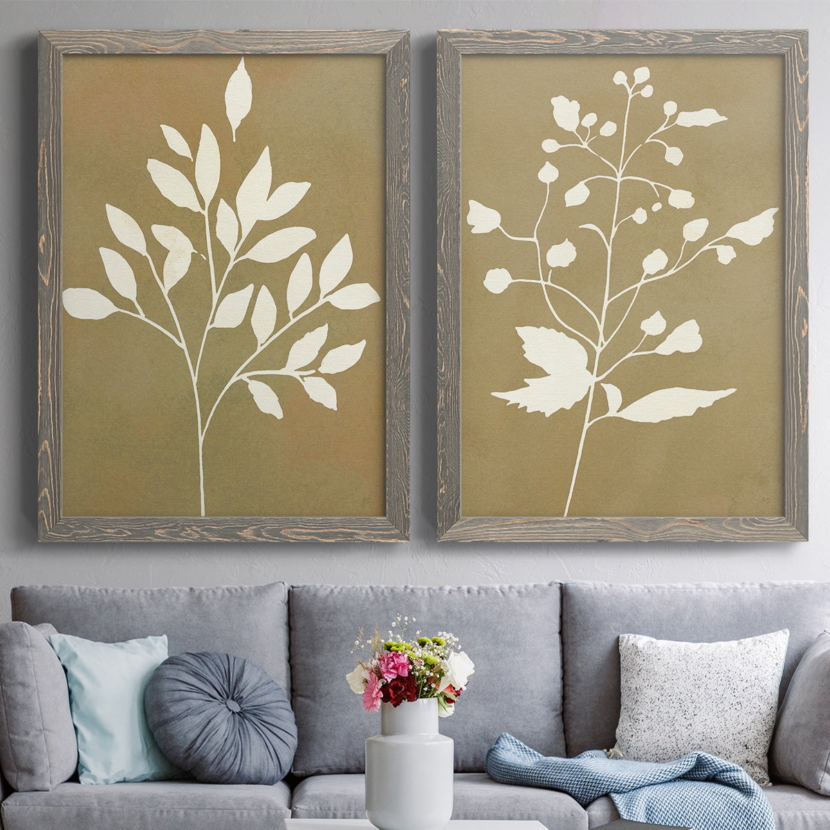 Honey Botanical I - Premium Framed Canvas 2 Piece Set - Ready to Hang
