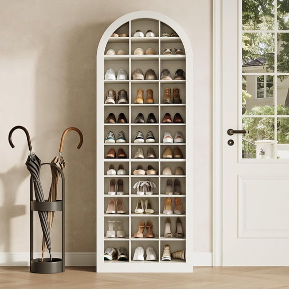 Tribesigns 12-Tier Shoe Rack, 70.9'' Tall Wooden Shoe Storage Cabinet with 36 Cubbies, Freestanding Entryway Shoe Shelf for Closet, Entryway, Living Room, White