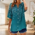 thumbnail image 3 of STETMN Summer Linen Top for Women Half Sleeve Casual T-shirt Notch Neck Lightweight Tee, 3 of 5