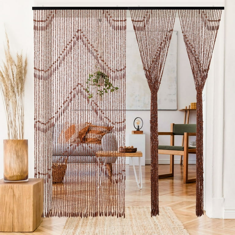 Room Divider Bamboo Beaded Curtains Walmart ANMINY Wooden Bead