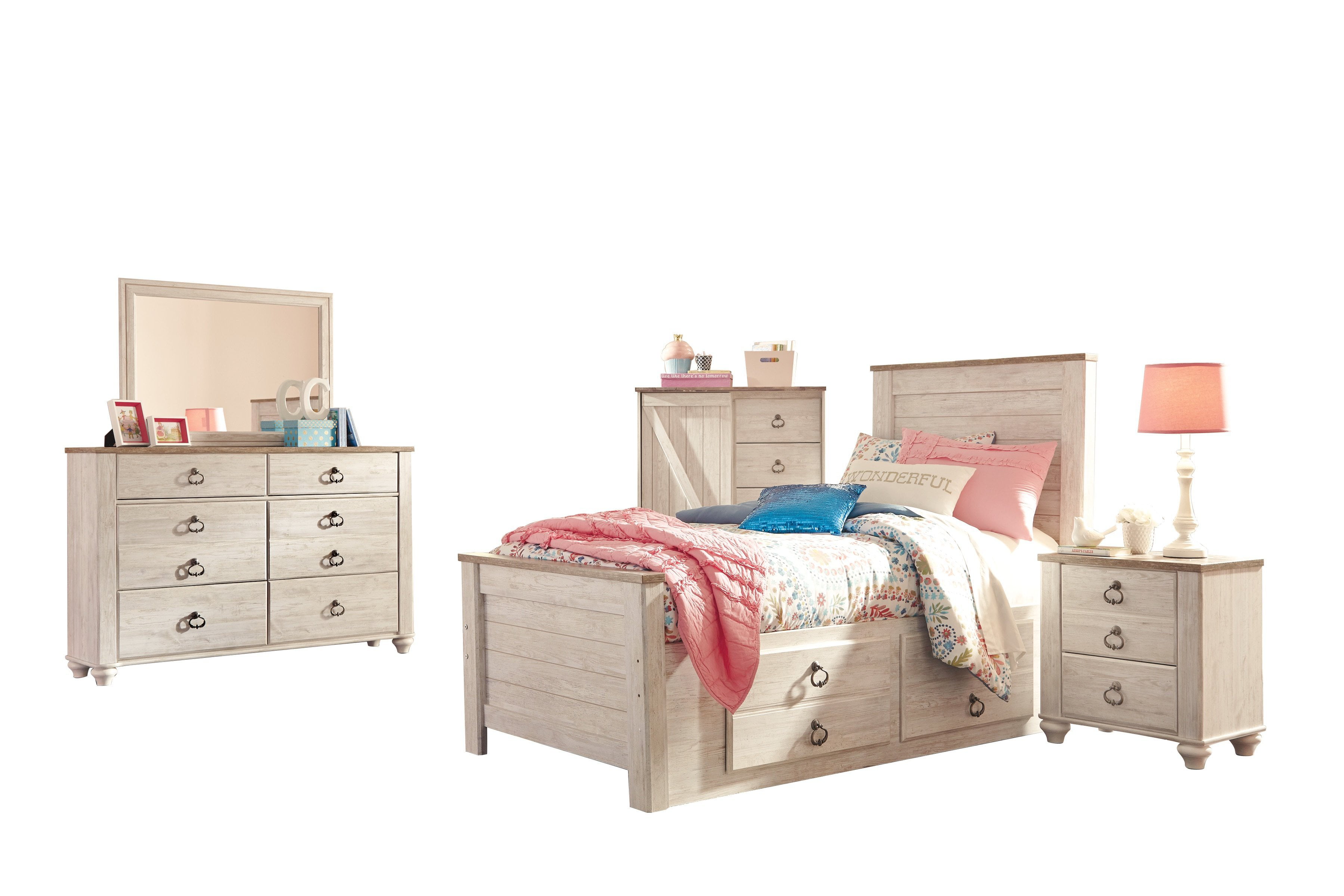 Ashley Furniture Willowton 5 PC Twin Storage Bedroom Set ...