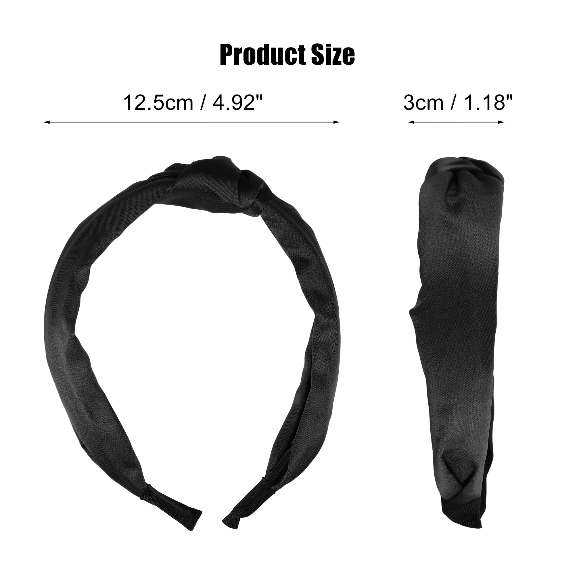 Unique Bargains Satin Knot Headband Hairband for Women 1.2 Inch Wide Black