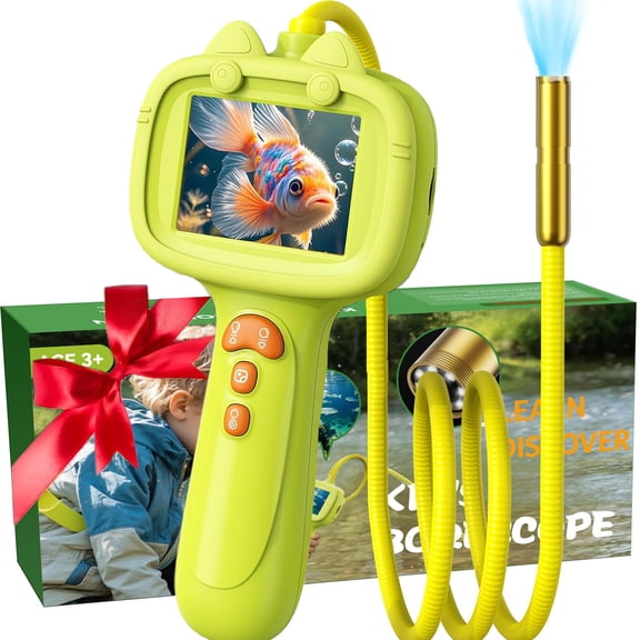 Kids Digital Endoscope Camera, 2.4" Handheld USB Borescope, 8 LED Waterproof Tube, STEM Science Toy