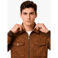 thumbnail image 3 of Tbfashion Men's Casual Bomber Jacket Brown Zip Front Pocket Long Sleeve Outerwear, 3 of 3
