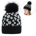 thumbnail image 3 of Tuque Léopard pour Femmes Douce Épaissie avec Pompon Bonnet Tricoté Tuque d'Hiver, 3 of 10